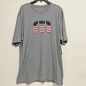 Travis Mathew T-Shirt Mens XL Gray American Flag Logo Patriotic Pima Cotton New
